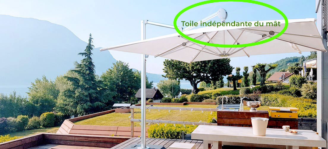 Bon parasol deporte toile independante du mat